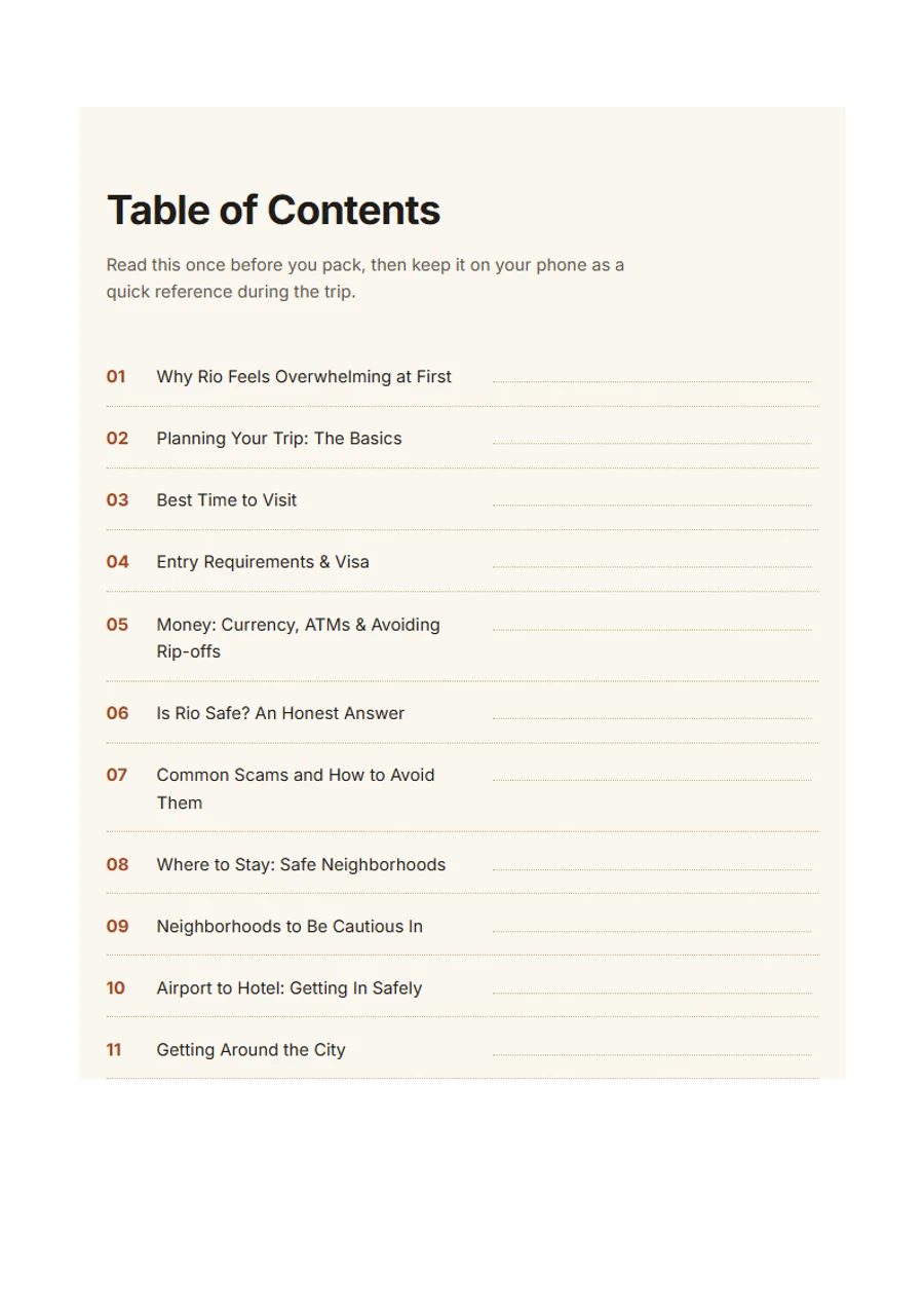 Table of contents with all 30 chapters